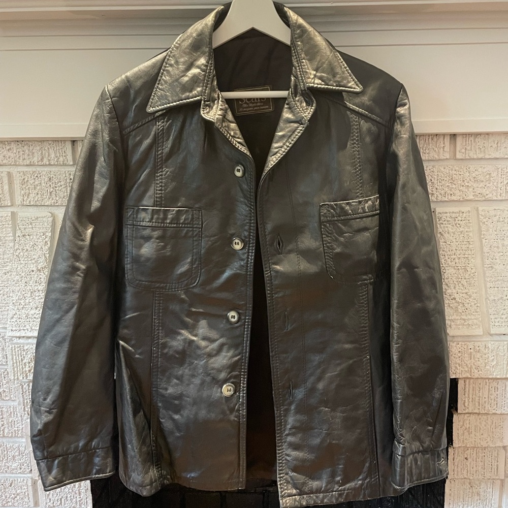 Sears Gray Leather Jacket Classic Design
